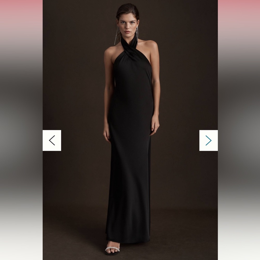 BHLDN Ruby Twist Halter Satin Gown